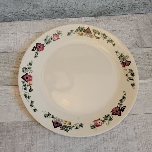 Vintage Corelle Crescendo Dinner Plate Birdhouse Ivy Design 10.5" Diameter - Picture 1 of 6